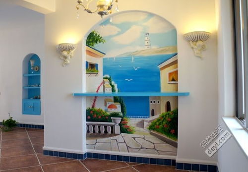 我家地中海風(fēng)格手繪墻 月光畫(huà)師力作,本月7號(hào)完成,good