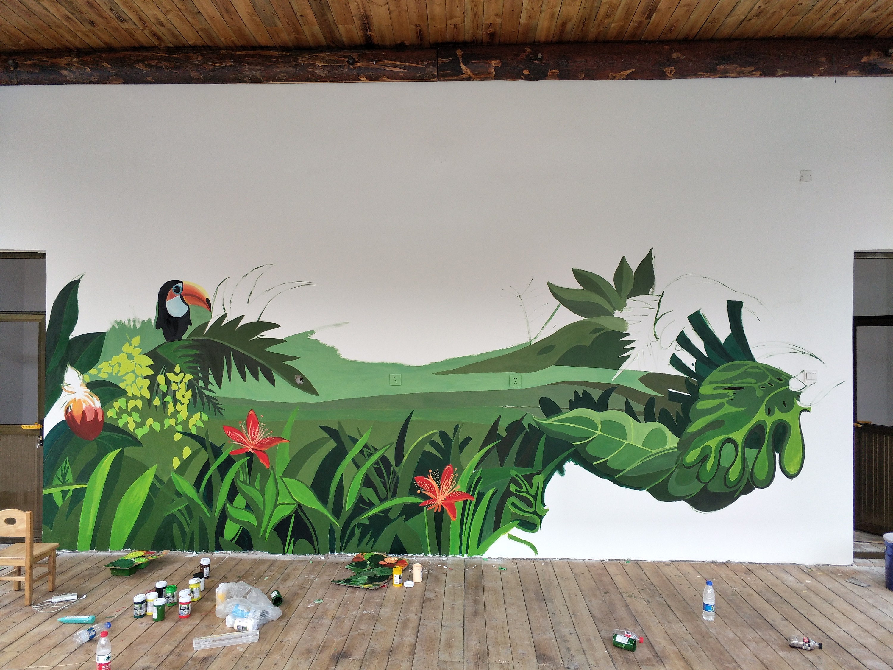 森林劇場主題舞臺手繪墻