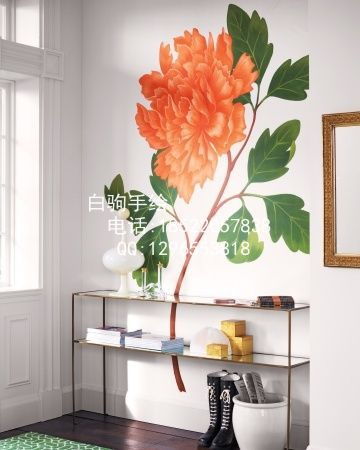 綻放的花朵手繪墻,生活在清新的自然里 白駒天津...