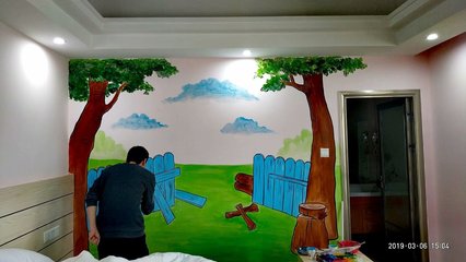 阿杜手繪速寫肖像畫墻繪手繪墻涂鴉墻體彩繪美術培訓