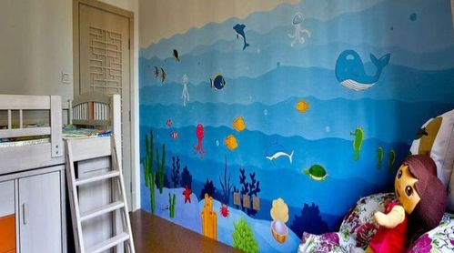 田園風格三居室兒童房背景墻裝修圖片效果圖大全