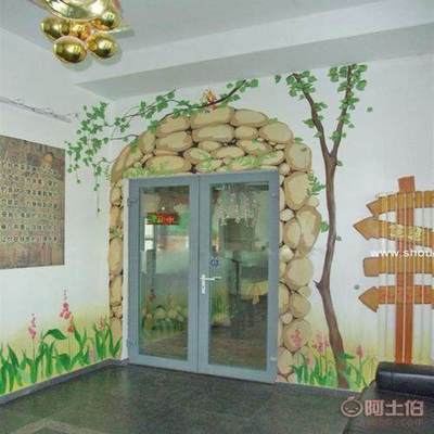 【天津電視背景墻大花圖案手繪墻涂鴉】 - 產品庫