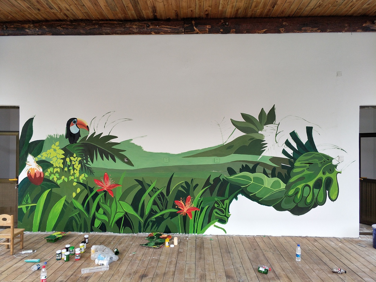 森林劇場主題舞臺手繪墻