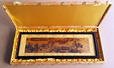 廠家直銷商務禮品999純金版鏡框掛畫,千足金箔畫《清明上河圖》