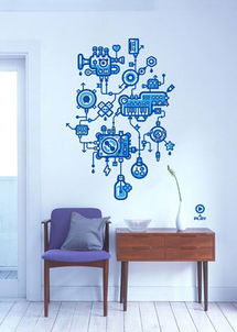 藍色簡約手繪墻圖片