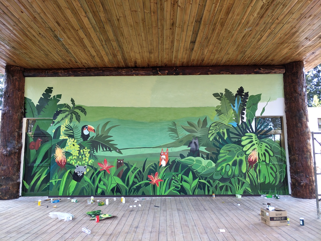 森林劇場主題舞臺手繪墻