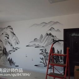 【手繪客廳電視背景墻裝修效果圖】 - 設(shè)計本
